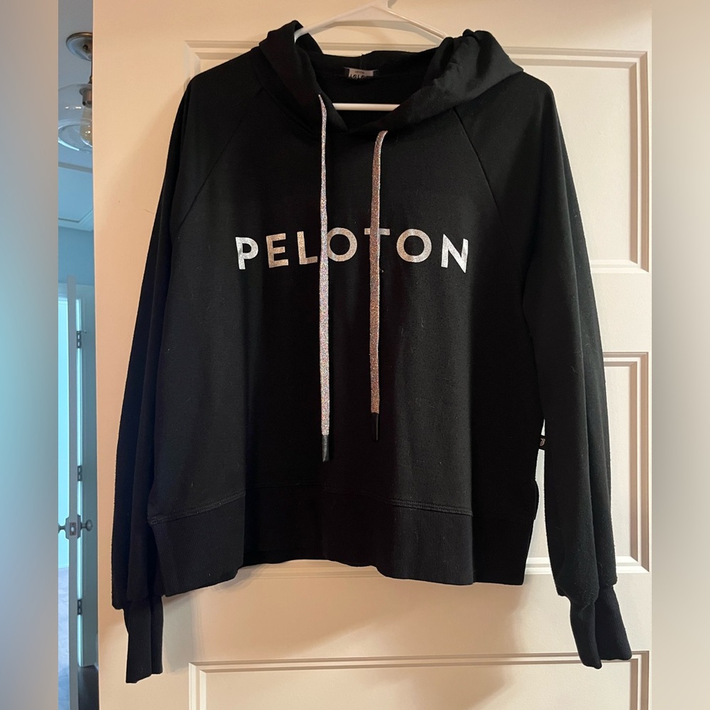 Peloton hoodie with metallic letters